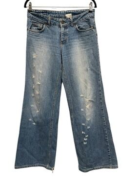 PHARD Wide Leg Distressed Women’s Jeans - Light Blue SZ:30